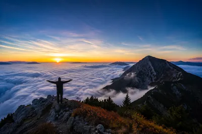 Sunrise Mountain Victory Above Sea of Clouds