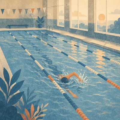 Calm Morning Pool Laps for Wellness