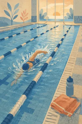 Calm Dawn Pool Lap Training Scene