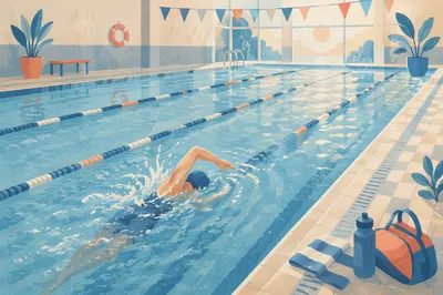 Calm Indoor Swimming Laps for Wellness