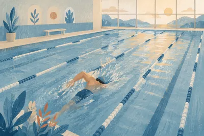 Calm Morning Pool Lap Training