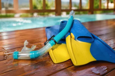 Swim Training Fins by Poolside Deck