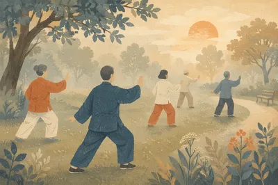 Morning Tai Chi in Misty Park