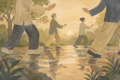 Morning Tai Chi in Quiet Park