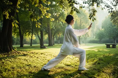 Morning Tai Chi Practice in Peaceful Park