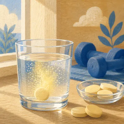 Morning Vitamins With Water and Hand Weights