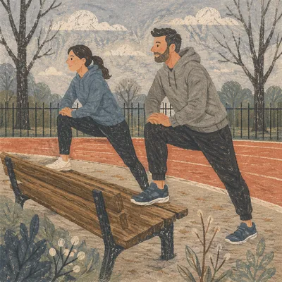 Runners Stretching Legs Before Track Workout