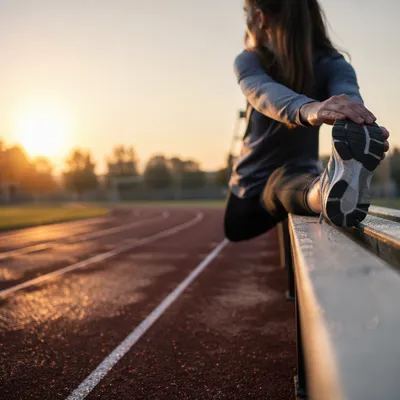 Runner Stretching Legs Before Morning Track Run
