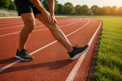 Morning Runner Leg Stretch on Track