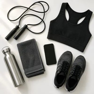 Minimal Gym Essentials Flat Lay