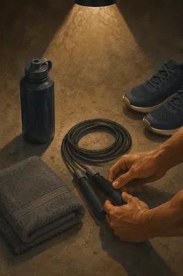 Gym Essentials Under Warm Spotlight