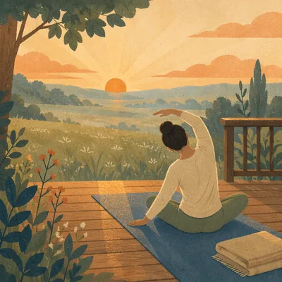 Sunrise Yoga Stretch on Quiet Deck