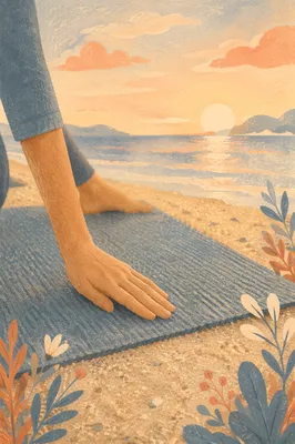 Sunrise Beach Yoga Stretch Close-Up