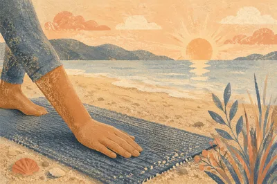 Sunrise Beach Yoga Stretch Close-Up