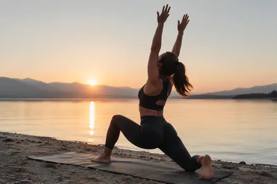 Sunrise Yoga Stretch by Quiet Shoreline