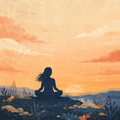Peaceful Sunrise Yoga Silhouette Outdoors