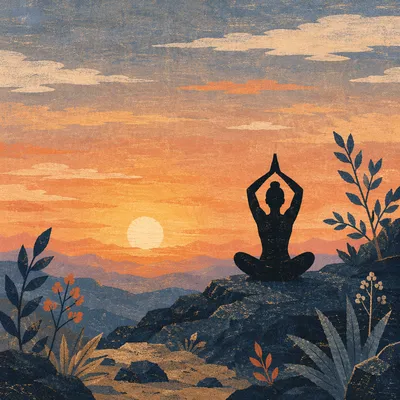 Peaceful Yoga Silhouette at Sunrise