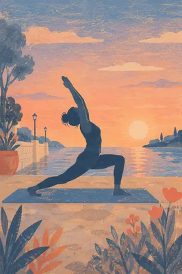 Peaceful Sunrise Yoga Silhouette by Water