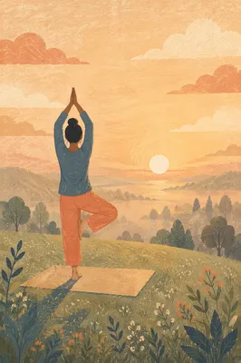 Peaceful Sunrise Yoga Silhouette on Hill