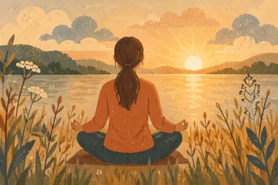 Peaceful Lakeside Yoga Silhouette at Sunrise