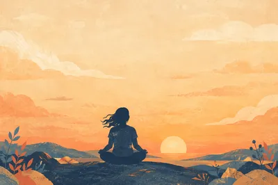 Peaceful Sunrise Yoga Meditation Silhouette