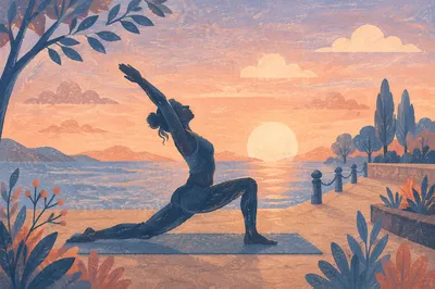 Peaceful Sunrise Yoga Silhouette by Water