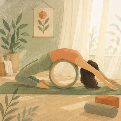 Calm Yoga Wheel Backbend Studio Scene