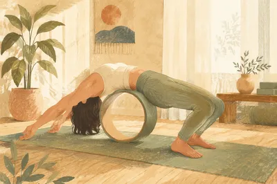 Supported Yoga Wheel Backbend in Morning Studio